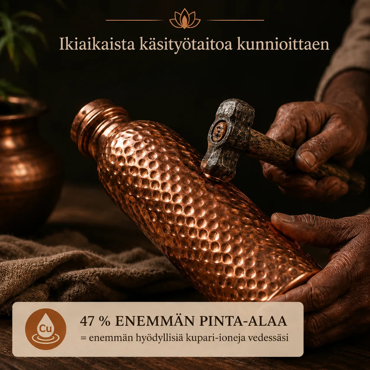Kuparipullo Tilhom™ | Luonnollisesti puhdistettu vesi, muoviton